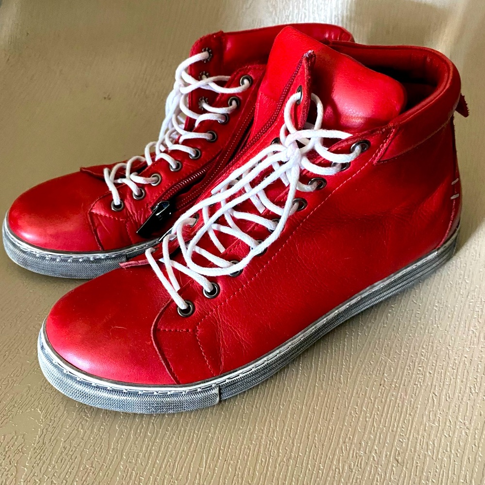 Gelato Tampa High Top Soft Leather Sneaker| Red| Women's Size euro 37
